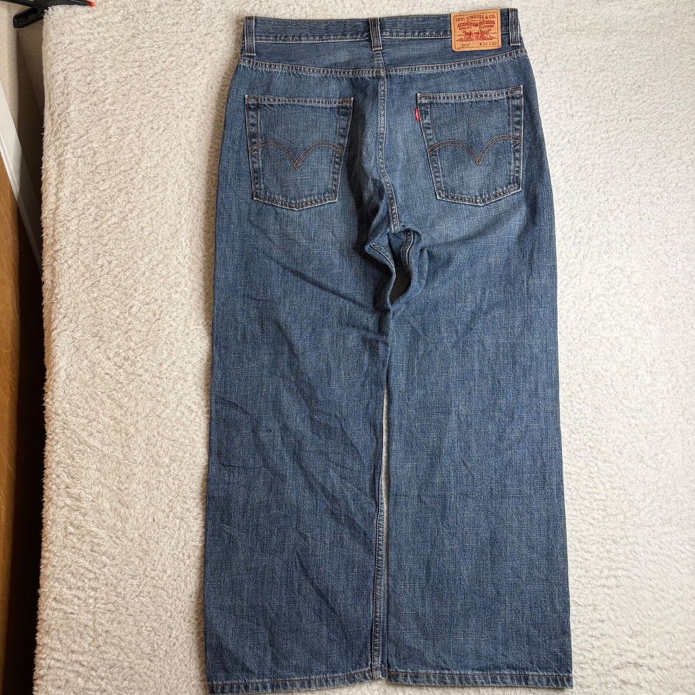 Y2K Levis 569 Loose Straight Jeans Mens 34x30(36x29) Blue Denim faded baggy